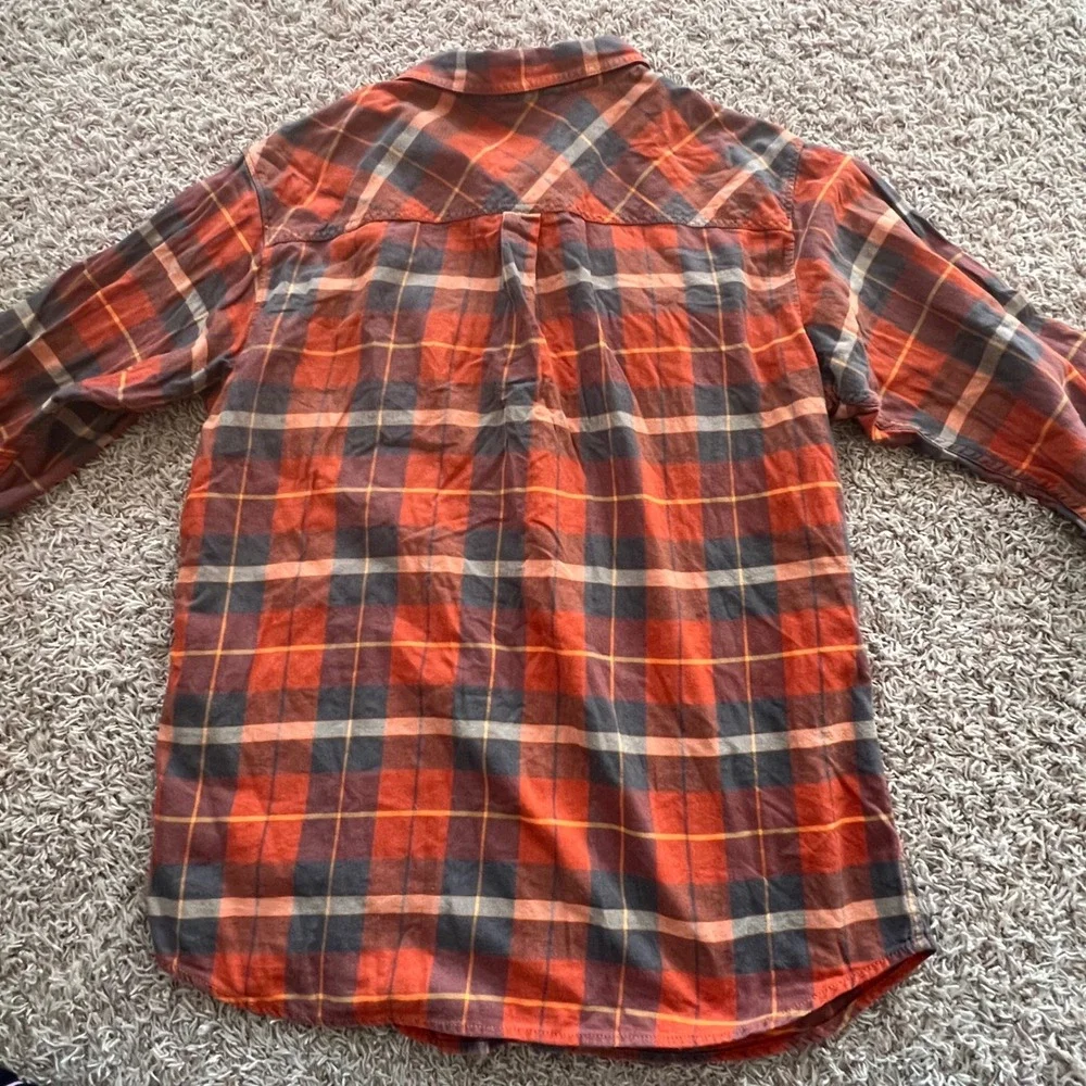 Columbia Omni-Wick Plaid Flannel Long Sleeve Button Up Shirt Men's Size L Orange